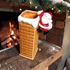 Vtg  Christmas Otagiri Japan Vase Ceramic Santa Claus Climbing Chimney 80s Decor picture