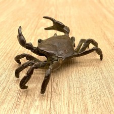 Brass Crab Sculpture Rustic Coastal Decor Cancer Zodiac Collectible Figure picture