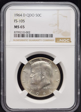 1964 D Denver Kennedy Half Dollar QDO 50C FS-105 MS65 90% Silver picture