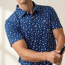 Rhoback The Stars Performance Polo Men Golf Stretch UPF40 Short, Durable Size M picture