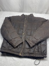 Vintage L.L. Bean Jacket Waxed Cotton Goose Down Quilted Puffer Coat lrg Chore picture