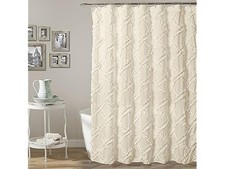 Lush Decor, Ivory/Pale Yellow Ruffle Diamond Shower Curtain picture