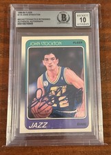 John Stockton Signed 1988-89 Fleer RC Rookie Utah Jazz Auto 10 Beckett Witnessed picture