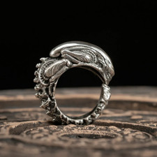 Alien Aliens Open Ring Gothic Silvery Movie Jewelry Adjustable Resizable picture