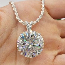 RARE 7.50 Ct Certified Round White Diamond Solitaire Pendant in 925 Silver picture