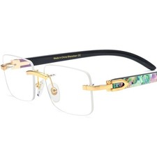Luxury Rimless Glasses Frame Buffalo Horn &  Shell Eyeglasses for Men Women picture