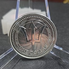 2019 BARBADOS TRIDENT 1 oz .999 Silver Coin Proof-like BU in CAPSULE picture