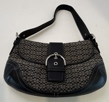 Coach Soho Black and Grey Shoulder Bag Vintage Medium Purse Y2K 2000s Leather picture