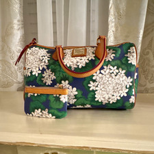 Dooney & Bourke Floral Satchel Top Handle Bag w/ Coin Purse Zip Gold HW picture
