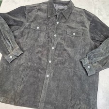 Suede Harbor Bay Mens 4XLT Black Gray Genuine Suede Leather Button Shirt Jacket picture