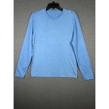 Lululemon Mens Blue Heathered Long Sleeve Crew Neck Training Shirt gym athletic picture