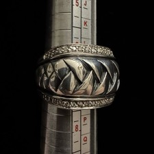 20g Scott Kay 925 Silver Diamond Basket Weave Band Ring Curve Equestrian Size 7 picture