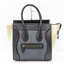 CELINE Luggage Micro Shopper Leather Tote Hand Bag Multicolor Women's Auth picture