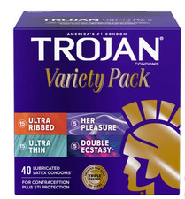 Trojan Variety Pack Condoms Lubricated Latex 40 Count Pleasure Pack EX 05/28 picture