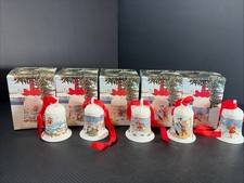 5 Vtg Weihnachts-Glocke German Christmas Bell Ornament 1986-90 Porcelain Limited picture