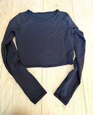 Lululemon Women's Black Cropped Long Sleeve Scoop Neck Stretch Top Size 6 picture