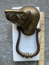 Vintage Brass Dog Head Door Knocker / Pull - Figural Hound Design picture