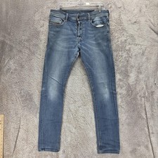 Diesel Jeans Mens 32x32 Blue Tepphar Slim Carrot Button Fly Distressed 0679I picture