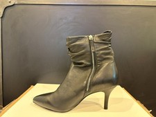 Bella Vita Danielle Women's Black Leather Slouch Ankle Boots Stiletto picture