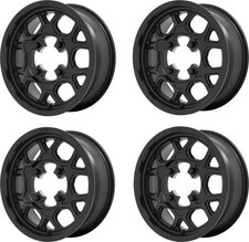 Set 4 KMC Powersports KS133 Mesa Lite 15x6 4x137 Satin Black Wheels 15
