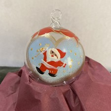 VTG Soffieria Parise Hand Blown Glass Ornament Santa Claus Italy Painted picture