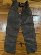 Vintage J.R.D Heavy duty Leather Motorcycle riding Chaps American Made picture