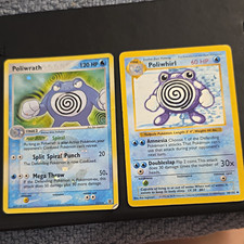 Nintendo Pokémon 2-Card  Holo Poliwrath 11/112  Poliwhirl 38/102 Base shadowless picture