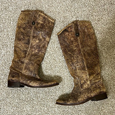 Frye Women’s 6.5B Melissa Glazed Distressed Leather Riding Boot Western Grunge picture