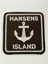 Harsens Island Michigan Anchor Embroidered Iron-On Patch Brown White Square 2.5