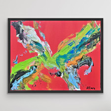 ARivers Abstract Modern Art Intense Times Painting 14x11 Signed Canvas Original picture