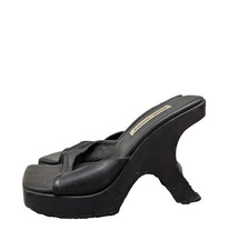 Steve Madden Heels Women 8 Vintage Y2K Platform 90s Black Square Toe Avant Garde picture