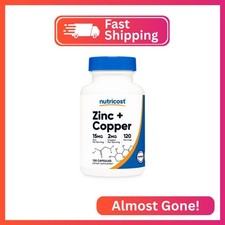 Nutricost Zinc + Copper Capsules (120 Servings)(15MG Zinc + 2MG Copper Per Servi picture