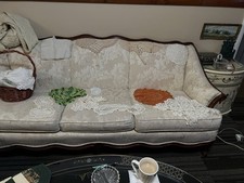 Lg  Antique & Vintage Lot 48  Crocheted Doilies -White & Colors Plus Basket picture