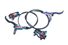 ZOOM HB975 MTB Hydraulic Disc Brake Set Pre-bled Rainbow Oil Slick 800/1400mm picture