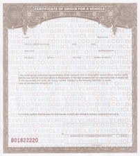 1 BLANK Certificate of Origin MSO MCO Form - Bikes Trikes Trailers Dune Buggies picture
