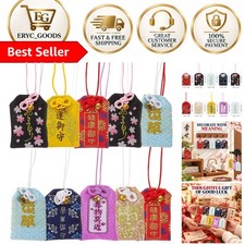 Set of 10 Assorted Omamori Amulets - Meaningful Good Luck Charms for Blessings picture