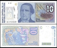 ARGENTINA 10 Australes, 1985, P-325, UNC World Currency picture