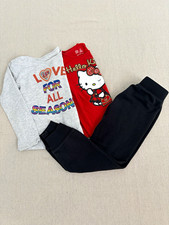 365 KIDS Girls Size 6 Bundle 2 Graphic Long Sleeve Shirts & Black Jogger #167 picture