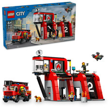 LEGO Fire Station with Fire Truck Block Building Sets, 843 Pieces picture