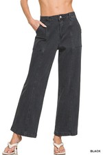 Zenana Women's Straight Leg Utility Pocket Color Denim Pants - Black picture