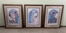 GE Mullan Framed Signed Print Set 3 When Did We See You Christian Religious EUC picture
