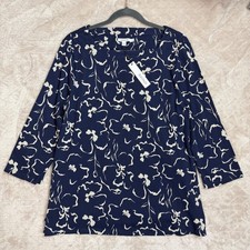Chicos Flora Bliss Square Neck Tunic Blue Floral Pima Cotton Size 3 XL NWT picture