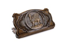 Wooden Backgammon Set Hand Carved Assyrian Lamassu Winged Bull 23.6in 60cm Nardi picture