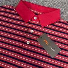 KJUS Golf Polo Men Medium (50) Red Multi Stripe Luis Performance Comfort Fit NEW picture