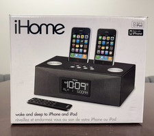 NEW iHome iP86 Dual Dock Alarm Clock Radio iPhone iPod Remote Black picture