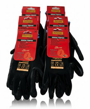 12 Pair  Black Safety Gloves Latex Coated Grip Cut Resistant picture