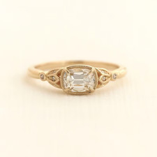 Tulip Vintage 1.20 TCW Cushion Cut Moissanite Wedding Ring 14k Yellow Gol Plated picture