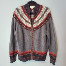 Vtg Studio Works Sweater Cardigan Women Sz Large Fair Isle Nordic Ski Full Zip picture