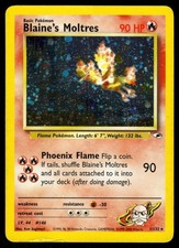 Blaine's Moltres 1/132 Unlimited Holo Rare Gym Heroes Pokemon MP 🌀 Swirl picture