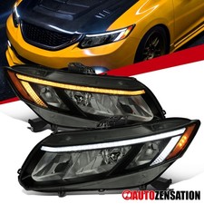 Fit 2012-2015 Honda Civic Sedan 12-13 Coupe Smoke Headlights LED Strip Headlamps picture